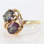 10k Gold Ring set with Mystic Topaz size P weight 2.7g