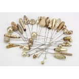 Hat Pins. Forty (approx.) various mother of pearl hat pins & similar, longest 31.5cm approx.
