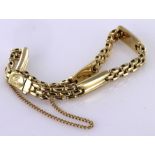 14ct Gold fancy link Bracelet with safety chain weight 15.2g