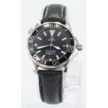 Omega, Seamaster, Ref. 196 1641, Stainless steel cased quartz wristwatch. On an Omega leather strap,