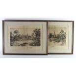 W.G. Tennick. Two etchings. The first titled "Bolton Abbey" (no.1801) and the second untitled of a