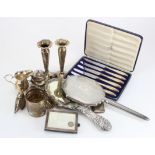 Mixed silver & White Metal. A collection of mixed silver & white metal, including christening cup,