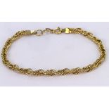 9ct Gold Rope Bracelet weight 2.3g