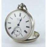 Gents silver cased open face pocket watch by Benson, hallmarked London 1891. The white signed dial