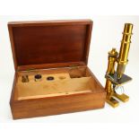 Carl Zeiss Jena brass microscope (no. 11118), contained in a case