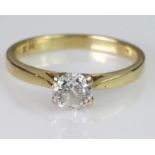 18ct Gold Solitaire Diamond Ring 0.71 ct weight size O