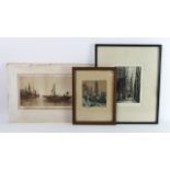H J Brothers (California 1888-1947) Framed etching depicting Winchester Cathedral. Signed in