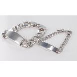 Two silver identity bracelets (not inscribed). Total weight 110.8g