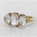 18ct Gold Moonstone set Ring size L weight 4.1g