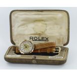 Gents 9ct cased Rolex wristwatch (inport marks for Glasgow 1923) The bi-colour 22mm dial with