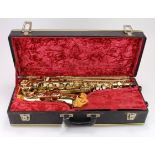 Henri Selmer 80 Super Action Series II gold lacquered brass saxophone, with mother of pearl keys,