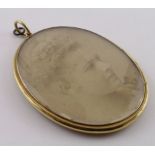 Yellow metal small Pendant type photograph frame, probably mid-Victorian.