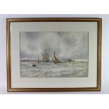 W.Stafford (early 20th century). An Original watercolour depicting sailing boats at sea. Signed by