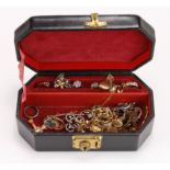 Jewellery box containing a quantity of mainly 9ct jewellery, needs viewing