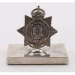Indian Colonial silver Menu Holder for the 5th Battn. East Surrey Regt. The marks are "H & Co.,