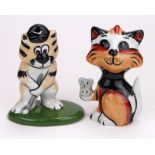 Lorna Bailey. Two Lorna Bailey animal figures, comprising a golfing cat & a mouser cat, height