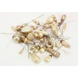 Hat Pins. Forty (approx.) various mother of pearl hat pins & similar, longest 31.5cm approx.