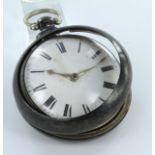 George IV Silver pair cased pocket watch, movement by Thos. Robinson Sheffield no.12678, enameled