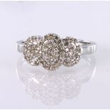 9ct White Gold Diamond Cluster Ring size M weight 3.7g