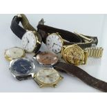 Seven Gents non quartz wristwatches, makers include Garrard, Smiths, Timex etc.