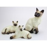 Beswick Pottery Siamese Cats (3) No's 1882, 1558 and 1559. Good condition.