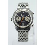 Gents Heuer Carrera automatic chronograph wristwatch circa 1970s. The grey dial with date aperture