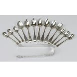 Seven matching Georgian silver teaspoons, hallmarked 'WEWFWC, London 1810', each engraved with