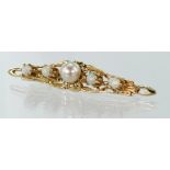 Yellow metal stamped 14K Brooch set with Pearl and Opals weight 7.2g