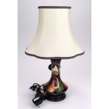 Moorcroft. 'Queen's Choice' lamp, by Emma Bosson. Good Quality. With the Moorcroft shade. Height