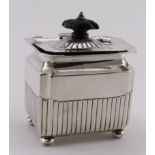 Small silver tea caddy (lid gapes a little) Hallmarked Sheffield, 1965 - bottom marked