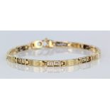 9ct yellow gold Greek key link bracelet, length 19cm, weight 11.2g