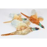 Beswick wall plaques, depicting three graduated flying pheasants (no. 661), longest 32cm approx.