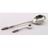 Silver Apostle Spoons (2) comprising a Victorian Straining spoon, Sheffield, 1886 by John Edward