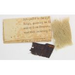 Nelson (Horatio, 1758-1805). A piece of fabric taken from the ensign flag that Nelson fought &