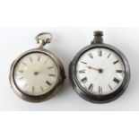 Two silver pair cased pocket watches the first by Bridges hallmarked London 1821 , the second by