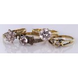 Lot of 9ct Gold CZ set Rings weight 11.0g (4)