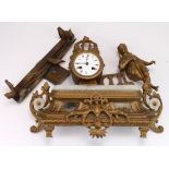 Gilt Ormolu mantel clock (damaged, restoration project), sold as seen