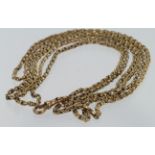 Ladies 9ct "Muff" chain. Approx 140-150cm, weight 31g