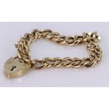 9ct Gold Curb Charm Bracelet weight 26.8g