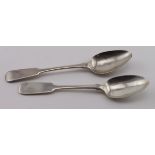 Scottish Provincial silver teaspoons (2) both Fiddle Pattern - one Aberdeen c1800 by James Erskine