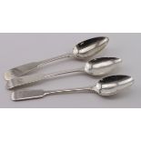 Silver Teaspoons (3) all Fiddle Pattern, comprising a Scottish Provincial teaspoon c. 1820 by