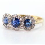 18ct Gold Sapphire and Diamond Ring size O weight 3.0g