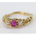 Yellow metal tests as 15ct Ruby and Diamond Ring size R weight 3.7g