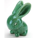 Bourne Denby Danesby Ware green gloss rabbit, makers marks to base, height 27cm approx.
