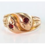 9ct Gold Snake Ring with Ruby eyes size S weight 5.4g