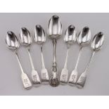 Six Victorian tea spoons all hallmarked Dublin (mixed dates but mainly 1846) along with a dessert