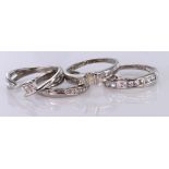 Lot of 9ct White Gold stone set Rings weight 8.6g