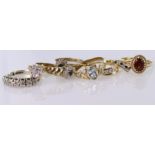 9ct Gold stone set Rings weight 13.9g (8)