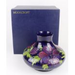 Moorcroft. Limited edition (34/94) 'Anenomes' Large Squat vase, signed WM. In original box.