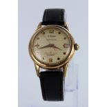 Gents gold plated e-Phar wristwatch. The cream dial with gilt star markers, date aperture at 3 o'
